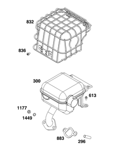 Exhaust Group Diagram and Parts List for 13A132-0022-F1 100000 - 19Z999 Briggs and Stratton Engine